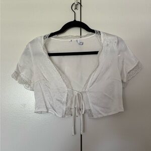 Vintage Tie Up Top White
